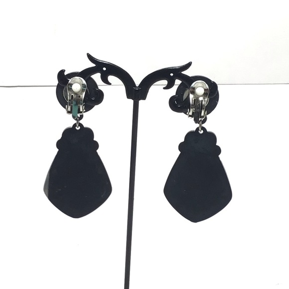 (2) Pairs Chunky Dangle Statement Clip-On Earrings - Picture 6 of 9